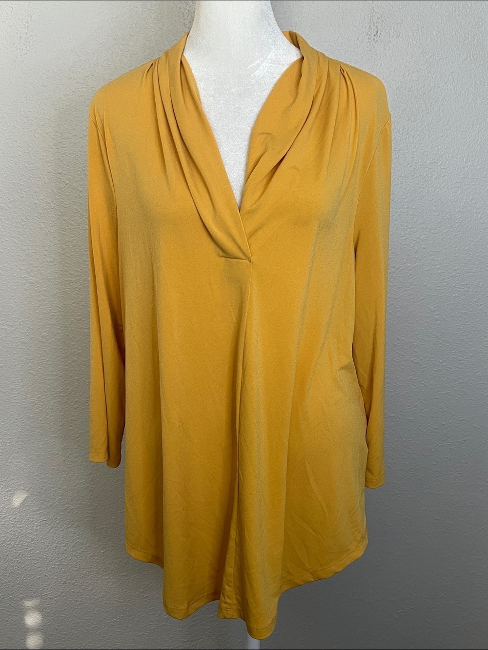 Charter Club Drapey VNeck Blouse Yellow Size Medium